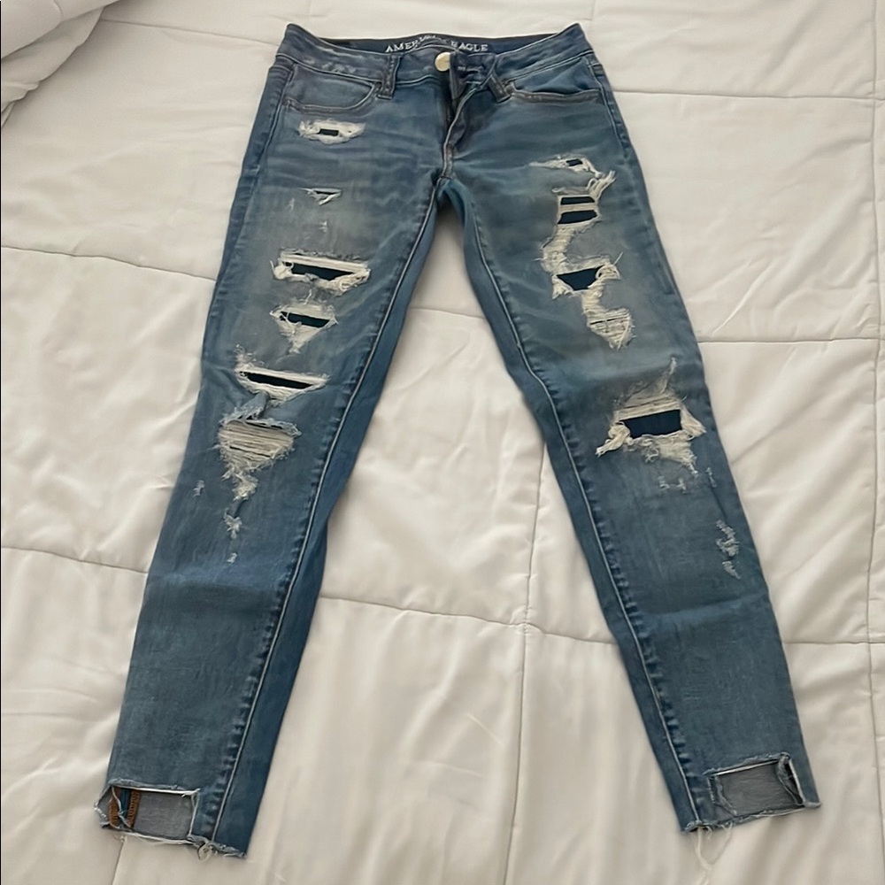 American Eagle Ripped Skinny Jeans - Super Low Legging